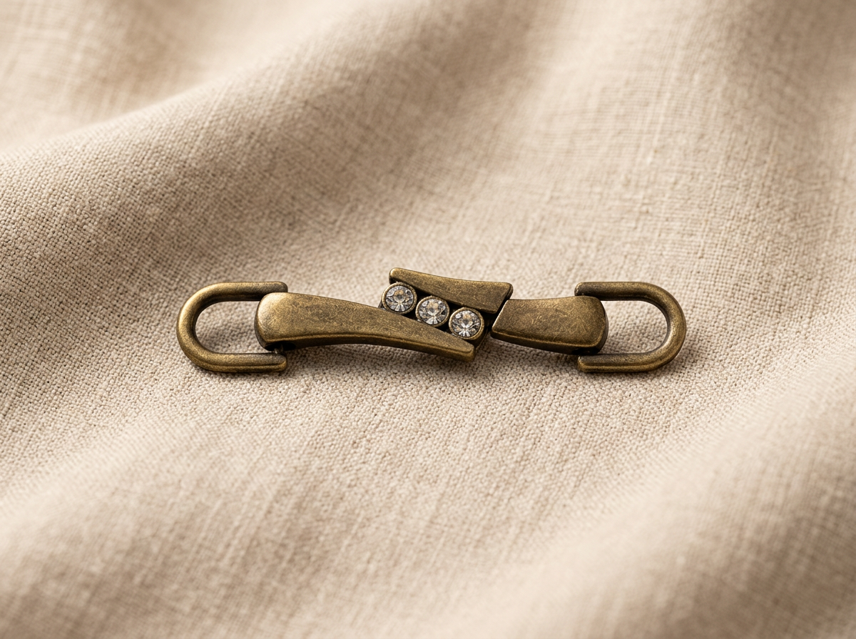 Antique brass S-curve belt clasp with crystals
