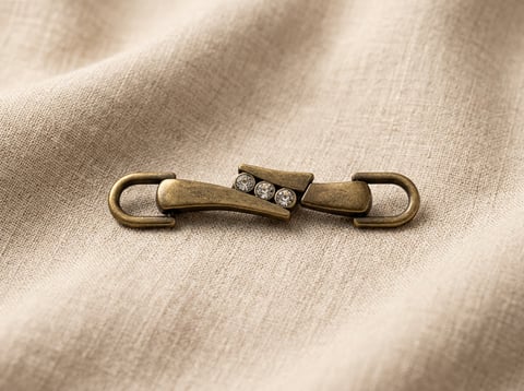 Antique brass S-curve belt clasp with crystals