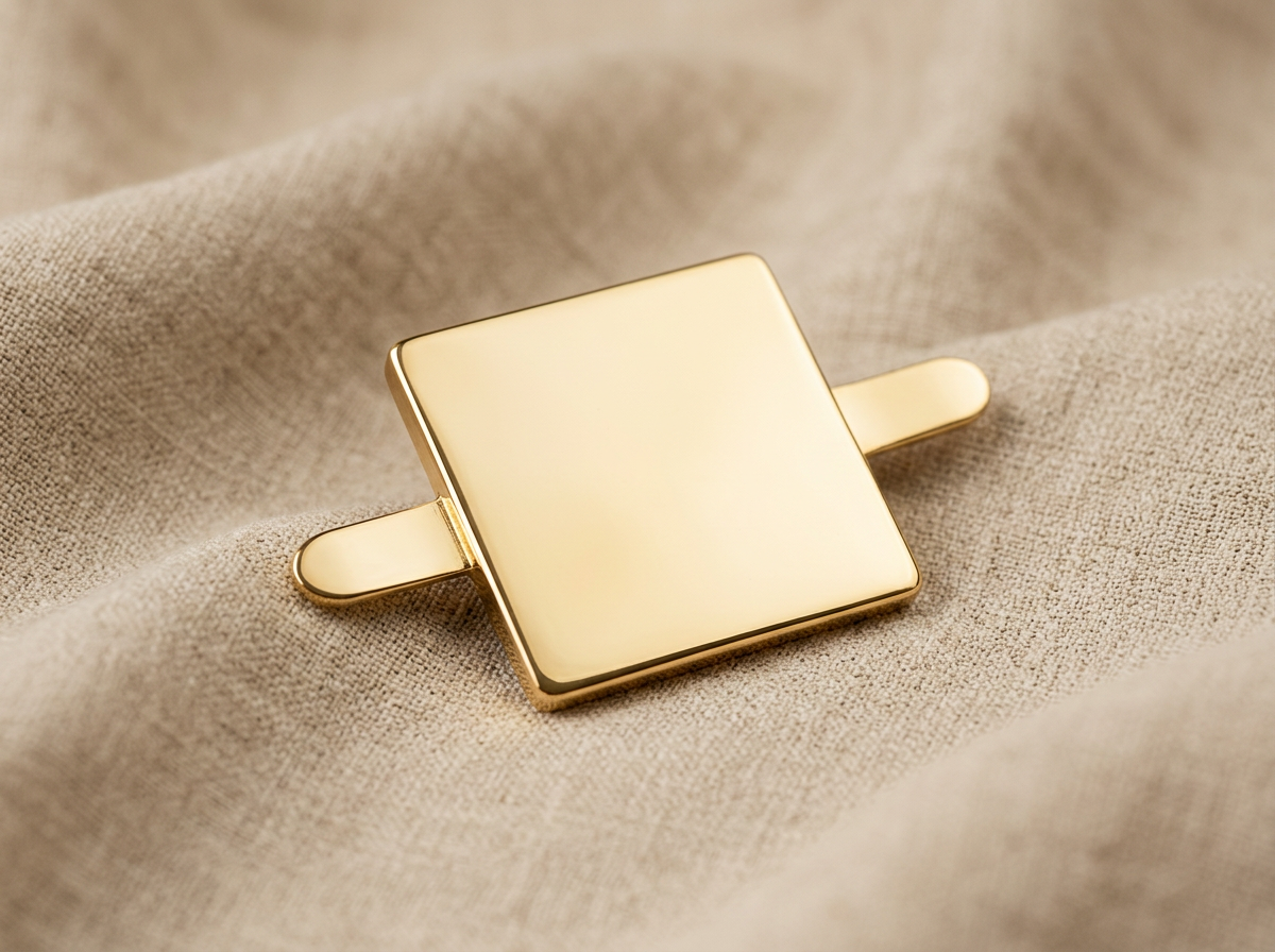 Sculpted gold plate belt buckle on linen