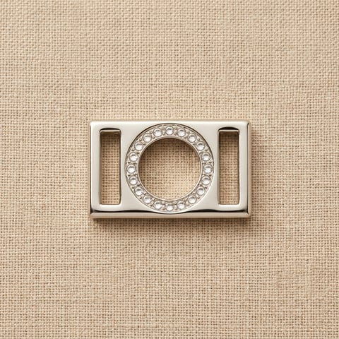 Nickel crystal ring plate shoe ornament on linen