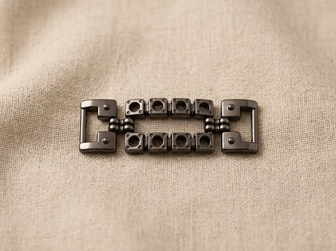 Gunmetal articulated chain-link bag trim