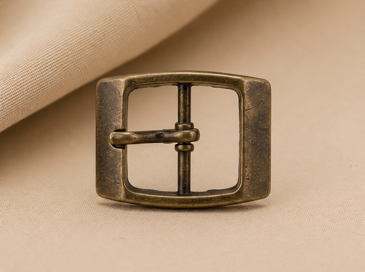 Antique brass square centre-bar buckle