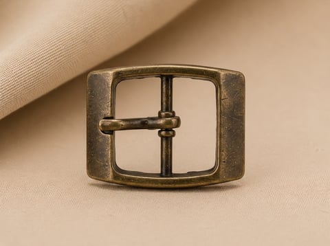 Antique brass square centre-bar buckle