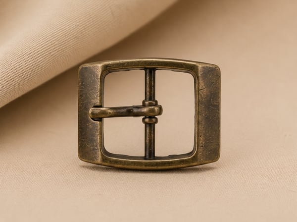 Antique brass square centre-bar buckle