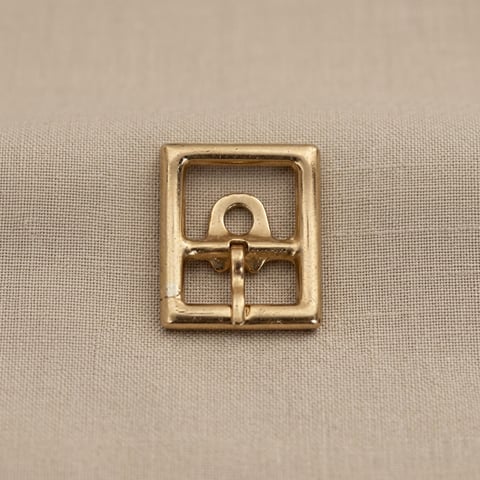 Solid brass square halter buckle on linen