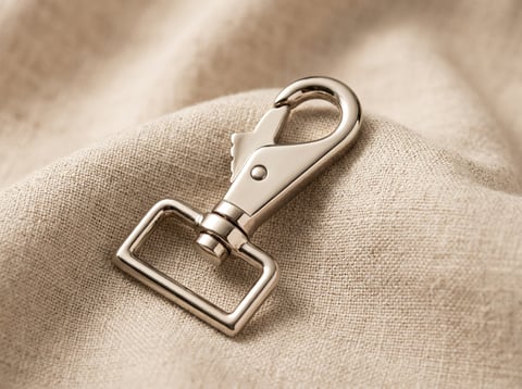 Polished nickel trigger snap hook with square loop