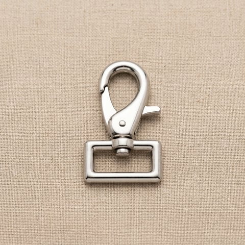 Chrome swivel bolt snap with rectangular eye on linen