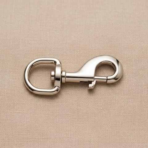 Polished nickel swivel bolt snap hook on linen