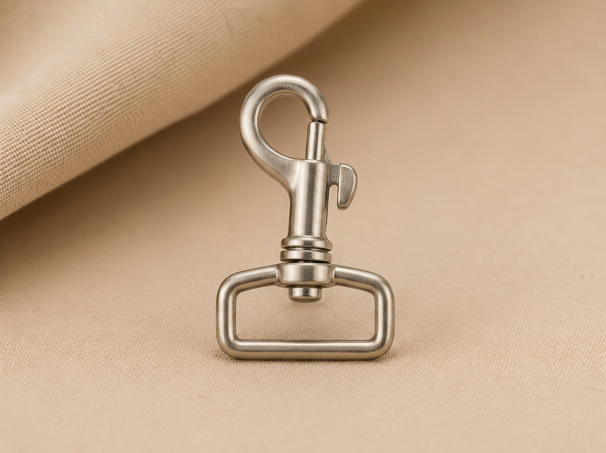 Brushed nickel swivel snap hook